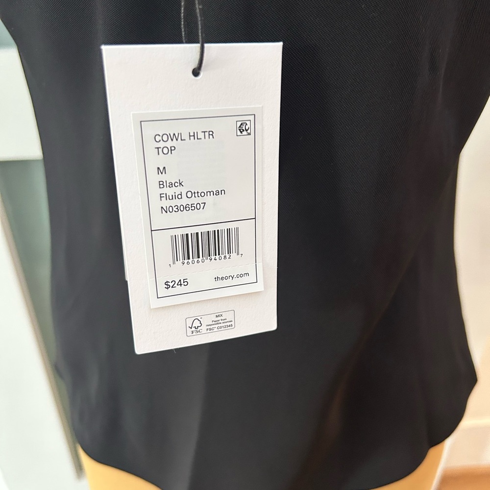 Theory Black Draped Halter Tank Top - Picture 5 of 6